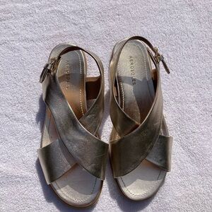 AEROSOLES Gold Crisscross Sandals